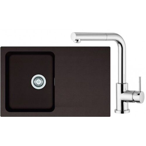 FRANKE SET T32 tectonitový drez OID 611-78 hnedý + batéria FN 0147 chróm 114.0366.066