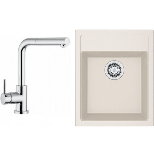 Franke SET T51 tectonitový drez SID 610-40 krémová + batéria FN 0147.031 chróm Franke SET T51 tectonitový drez SID 610-40 krémová + batéria FN 0147.031 chróm