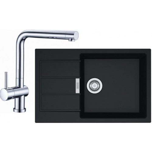 Franke SET T54 tectonitový drez SID 611-78 / 45 BB čierna + batéria Samoa chróm