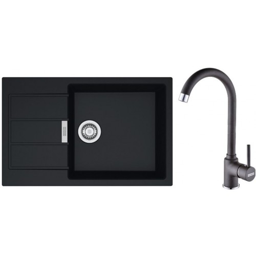 Franke SET T57 tectonitový drez SID 611-78 / 45 BB čierna + batérie FP 9900 čierna Franke SET T57 tectonitový drez SID 611-78 / 45 BB čierna + batérie FP 9900 čierna