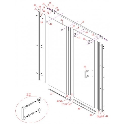 GELCO Posuvná sklenená časť 618 mm SS3L-152G1