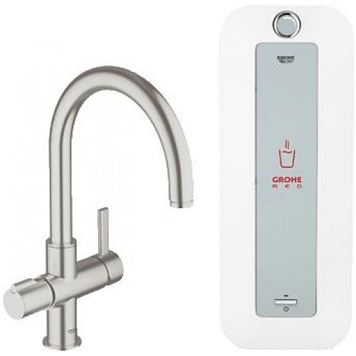 GROHE Red Duo páková drezová batéria a combi-boiler (8 l), supersteel 30079DC0