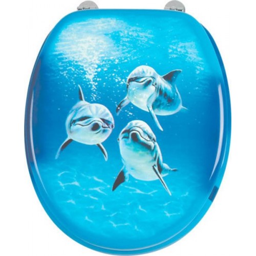 AQUALINE FUNNY WC sedátko s potlačou delfíny, HY-S115