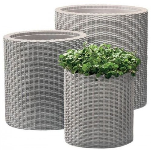 KETER S+M+L CYLINDER Sada kvetináčov 3ks, ratan, strieborno-sivá 17197934 KETER S+M+L CYLINDER Sada kvetináčov 3ks, ratan, strieborno-sivá 17197934