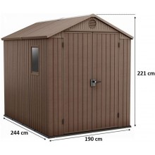 KETER DARWIN 6 x 8 záhradný domček, 190 x 244 x 221 cm, hnedý 17210355