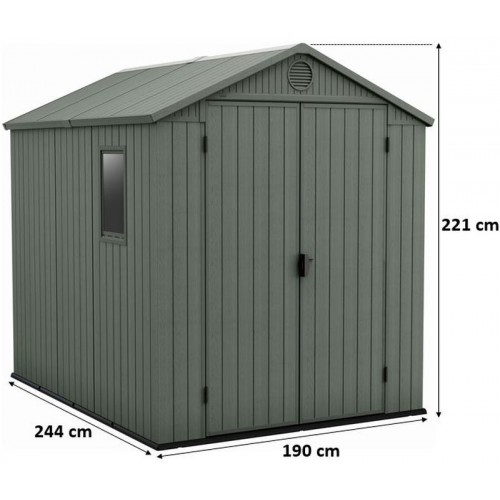 KETER DARWIN 6 x 8 záhradný domček, 190 x 244 x 221 cm, zelený 17210355