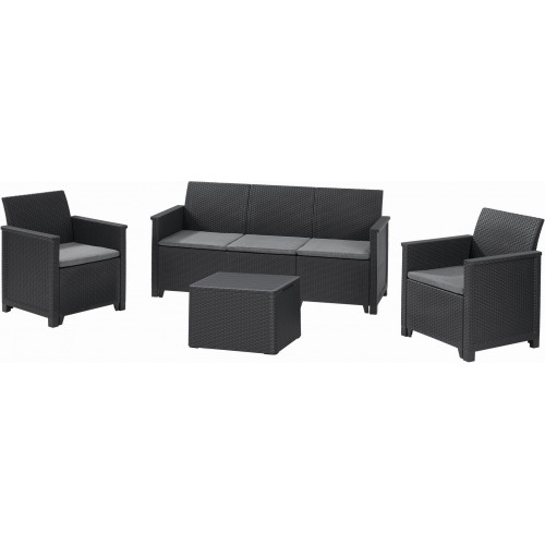 KETER ELODIE 3 SEATER Set záhradný s úložným stolom, grafit/sivá 17212057