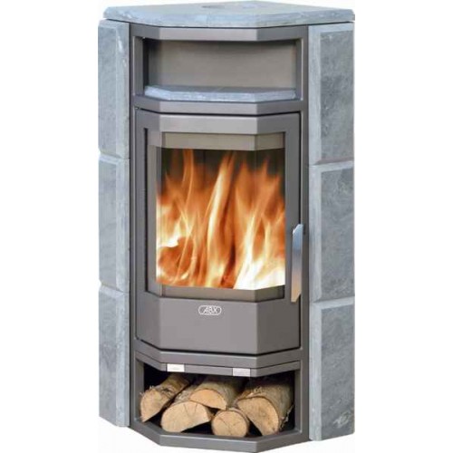 ABX Kiruna 6 rohová krbové kachle na drevo, šedý plech ABX Kiruna 6 rohová krbové kachle na drevo, šedý plech