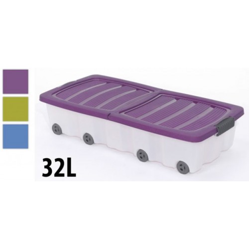 KAISERHOFF Úložný box pojazdný s klip vekom 32 l 17x37, 5x79 cm fialový KO-Y54220090fial