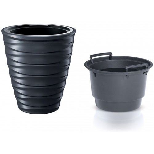 Prosperplast FREZE Kvetináč nízky s vkladom 38,3cm, antracit DBFE400 Prosperplast FREZE Kvetináč nízky s vkladom 38,3cm, antracit DBFE400