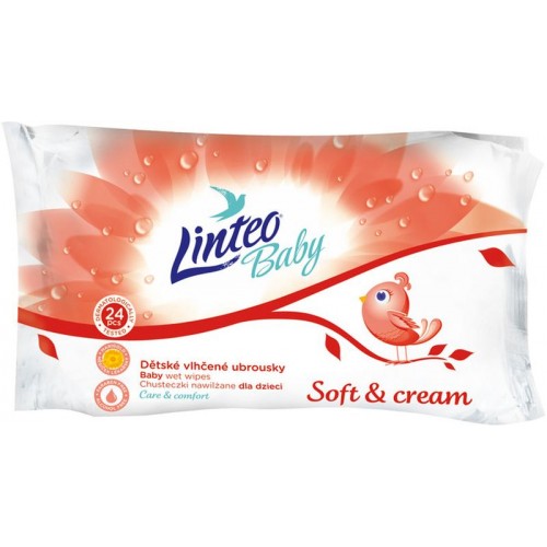 LINTEO BABY Vlhčené obrúsky Soft and Cream 24ks, 1-vrstvové 257511