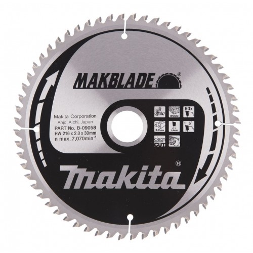 Makita B-09058 pílový kotúč na drevo 60-zubový s 216x30mm