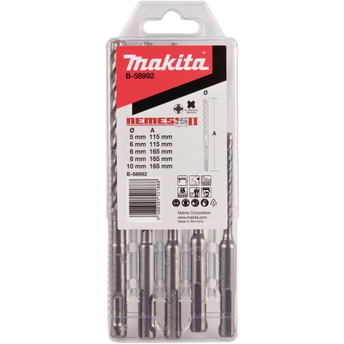 Makita B-58992 Sada 4-břitých vrtákov SDS-plus Nemesis 2 5-10mm 5ks 2 5-10mm 5ks