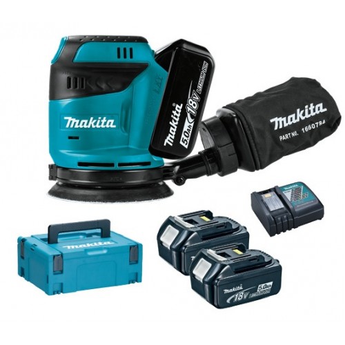 Makita DBO180RTJ Aku excentrická brúska 123mm, Li-ion 18V/5,0Ah, Makpac