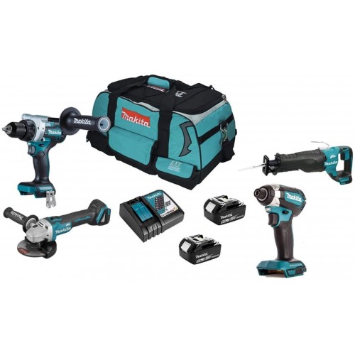 Makita DLX4157TX1 Súprava aku náradia (DDF486, DTD153, DJR187, DGA504, 2xBL1850B) Taška