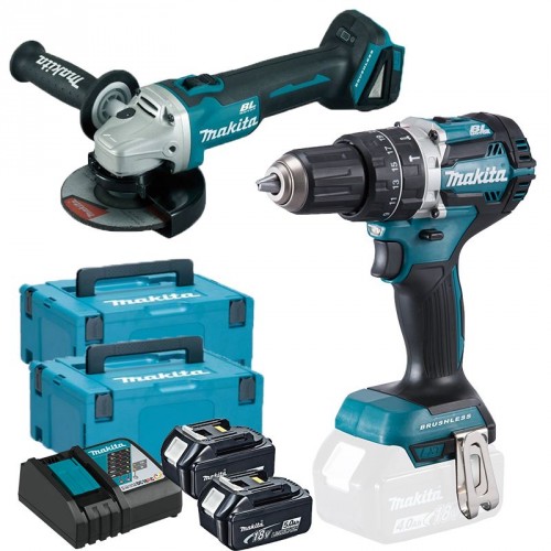 Makita DLX2179TJ1 Aku Sada DGA504Z + DHP484Z + 2x Aku BL1850B v Makpac kufri Makita DLX2179TJ1 Aku Sada DGA504Z + DHP484Z + 2x Aku BL1850B v Makpac kufri
