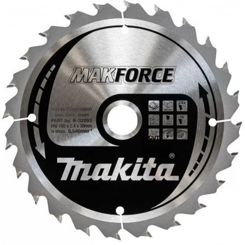 Makita B-32203 Makforce Pílový kotúč na drevo 160 × 2,4 × 20 mm, 24Z