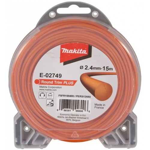 Makita E-02749 Struna nylonová Plus 2,4mm, 15m, oranžová