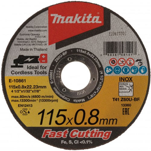 Makita E-10861-12 Rezný kotúč 115x0,8x22,23 nerez 12ks