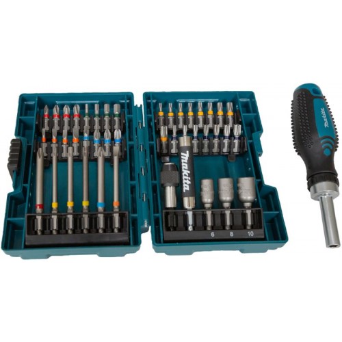 Makita E-25096 Sada bitov 1/4" s račňou 44 ks v plastovom kufríku STOP