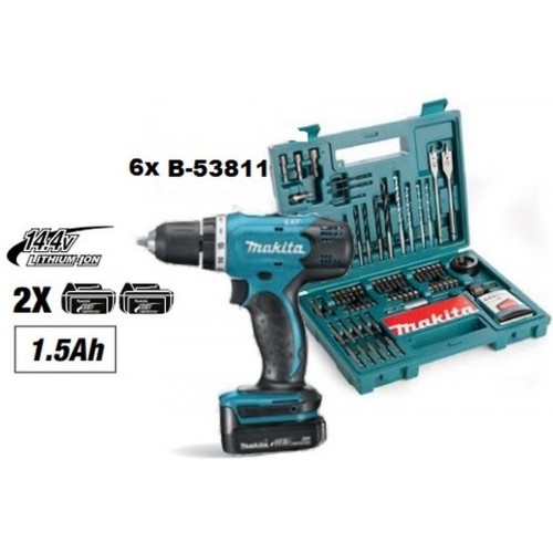 Makita HF2108-2 Aku set skrutkovač DDF343SYE 14,4V +6x set bitov (100ks) B-53811