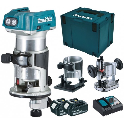 Makita DRT50RTJX2 Aku kombinovaná fréza s príslušenstvom Li-ion LXT 18V/5,0Ah, Makpac