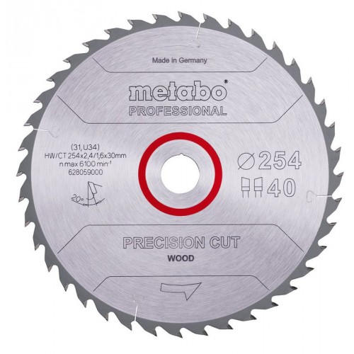 Metabo Precision Cut Wood Professional Pílový kotúč 254x30, Z40 WZ 20° 628059000