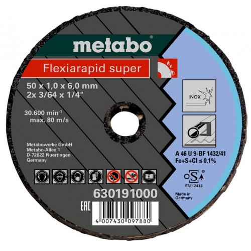 Metabo 630191000 Flexiarapid super Rezné kotúč na nerez/ocel 50x1,0x6,0