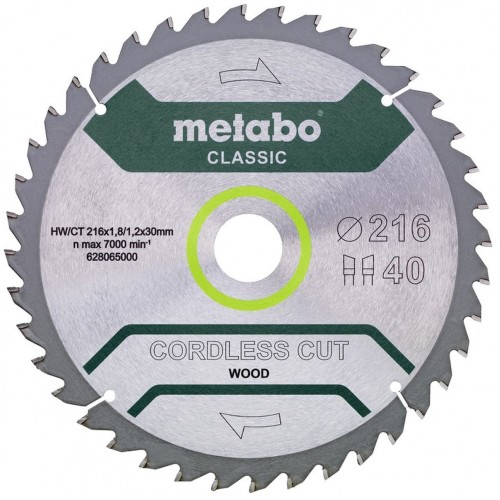 Metabo Cordless Cut Wood Classic HW/CT Pílový kotúč , 216x30 Z40 WZ 5° 628065000