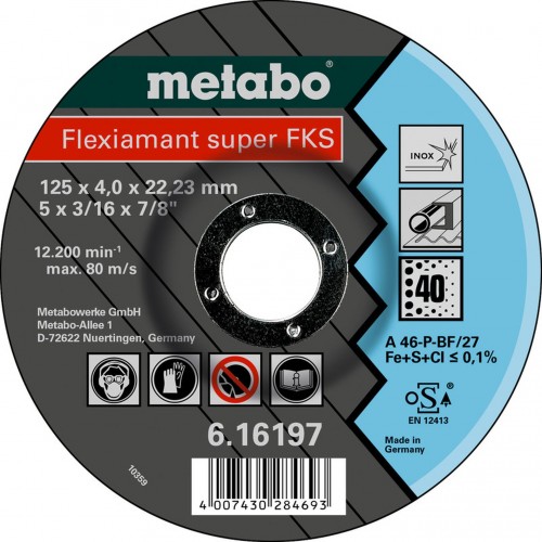 Metabo 616198000 – Flexiamant Super FKS 60, 125×4,0x22,23 Inox, SF 27