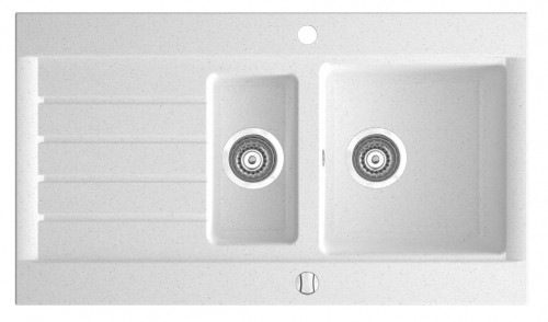 NOVASERVIS Granitový drez s vaničkou a odkvapom, magranit, s prepadom, biela DRG52 / 91W NOVASERVIS Granitový drez s vaničkou a odkvapom, magranit, s prepadom, biela DRG52 / 91W