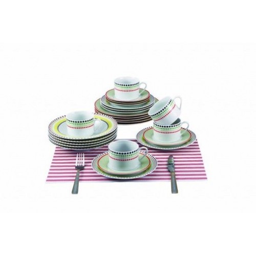 RENBERG Jedálenská súprava tanierov 30 ks / farebné bodky / RB-80130