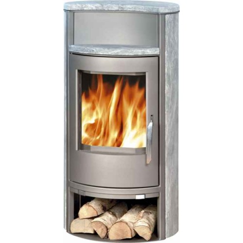 ABX Pori 4671-7, krbové kachle na drevo, šedý plech + mastenec guľatý, vr. hornej dosky