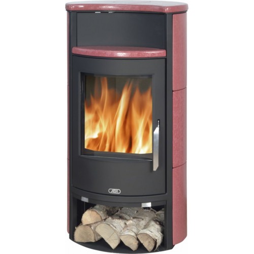 ABX Pori 4671-7, krbové kachle na drevo, čierny plech + kachle rubín, vr. hornej dosky