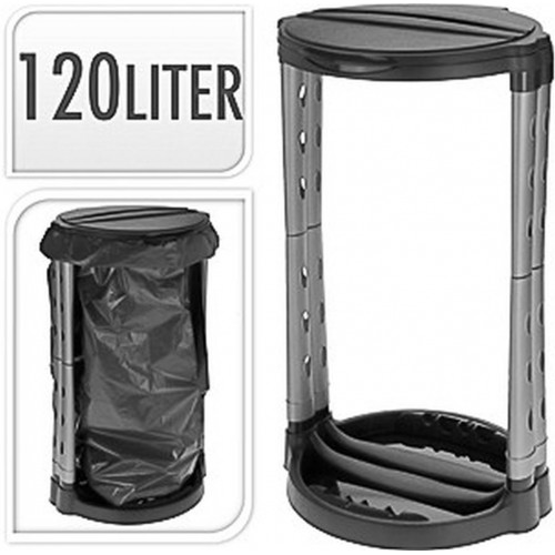ProGarden Plastový stojan s poklopom na vrecia 120 l, čierny KO-Y54910060