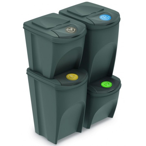 Prosperplast SORTIBOX Sada 4 odpadkových košov, 2x25l a 2x35l, šedý kameň IKWBMS4