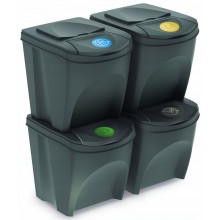 Prosperplast SORTIBOX Sada 4 odpadkových košov 4x25l, šedý kameň IKWB25S4