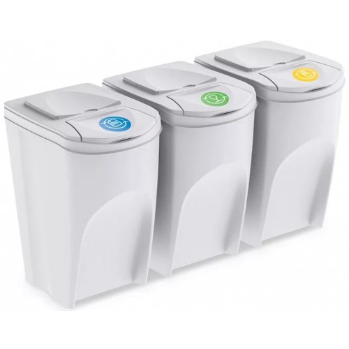 Prosperplast SORTIBOX Sada 3 odpadkových košov 3x35l, biela IKWB35S3 Prosperplast SORTIBOX Sada 3 odpadkových košov 3x35l, biela IKWB35S3