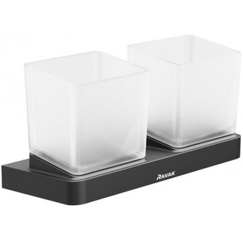 RAVAK 10° BLACK TD 220.20 Držiak s dvoma pohárikmi X07P558