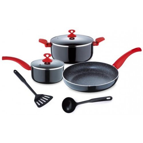 RENBERG Sada riadu s mramorovým povrchom 7 ks, červená RB-1255cerv RENBERG Sada riadu s mramorovým povrchom 7 ks, červená RB-1255cerv