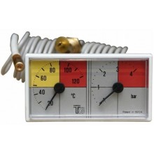 REGULUS Termomanometer 540.71526.00A, 0-4 bar, 0-120 stupňov, dĺžka kapiláry 1m 5190
