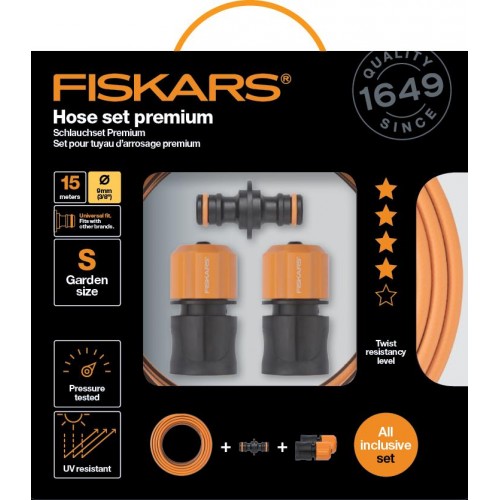 Fiskars Sada zavlažovací hadice Premium 15 m 3/8" 1020447 Fiskars Sada zavlažovací hadice Premium 15 m 3/8" 1020447