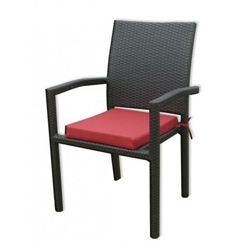 Kreslo ratanové čierne + vínová poduška 17/4002