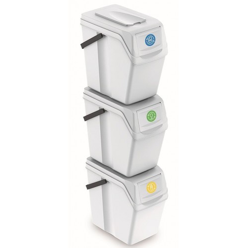 Prosperplast SORTIBOX II Sada 3 odpadkových košov 3x25l, biela ISWB25S3