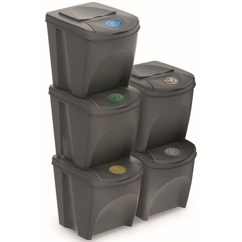 Prosperplast SORTIBOX Sada 5 odpadkových košov 5x25l, šedý kameň IKWB25S5 Prosperplast SORTIBOX Sada 5 odpadkových košov 5x25l, šedý kameň IKWB25S5