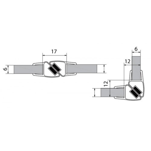 VITRA LINE sada dvoch magnetických tesnenie na 6mm sklo dĺžka 2000mm