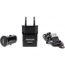 SENCOR KIT SCO 515-000BK USB kábel, nabíjačka čierna 1M / WALL / CAR 30014835