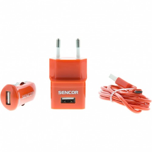 SENCOR KIT SCO 515-000RD USB kábel, nabíjačka červená 1M / WALL / CAR 30014838