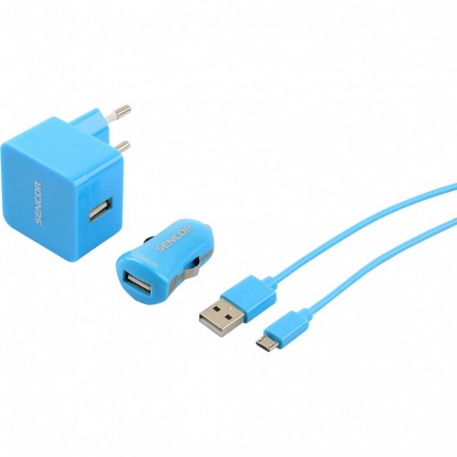 SENCOR KIT SCO 516-000BL USB kábel, nabíjačka modrá 1M / WALL / CAR 30015738