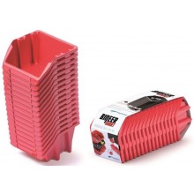 Prosperplast BINEER SHORT SET Plastové úložné boxy 16 kusov, 234x77x92mm, červená KBISS10